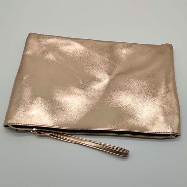 Brown PU Leather Lady Flat Clutch Bag