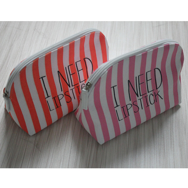 Canvas Stripe Lipstick Cosmetic Bag