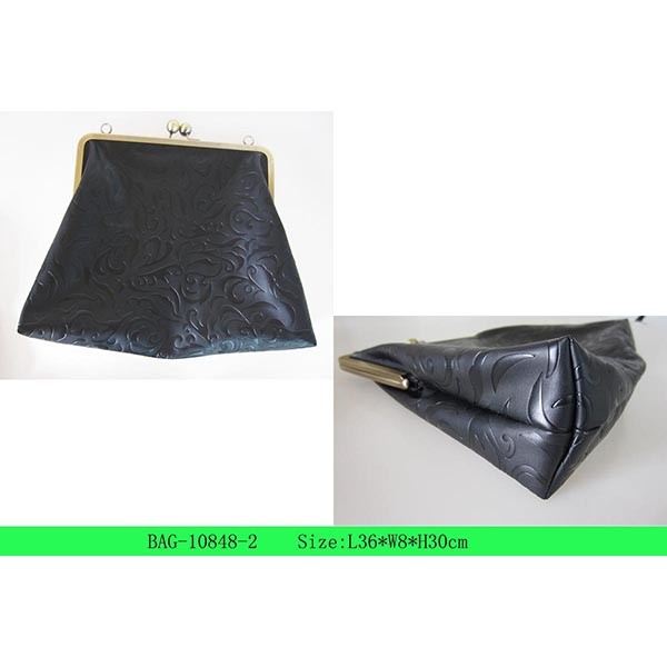 Fashion PU Leather Metal Clip Cosmetic Bag
