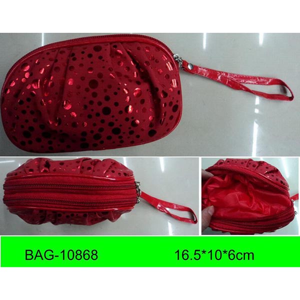Fashion Red Color Wrist Cosmetic Bag