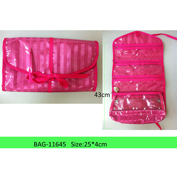 Foldable Stripe Cosmetic Bag