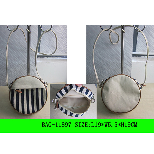 Long Straps Stripe Canvas Shoulder Bag