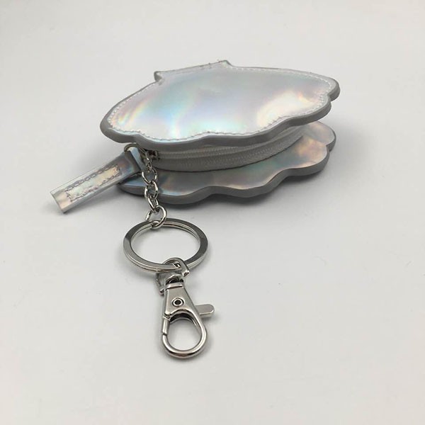 Shiny PU Shell Shape Keychain Coin Purse