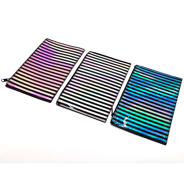 Shiny Stripe Pattern Flat Cosmetic Bag