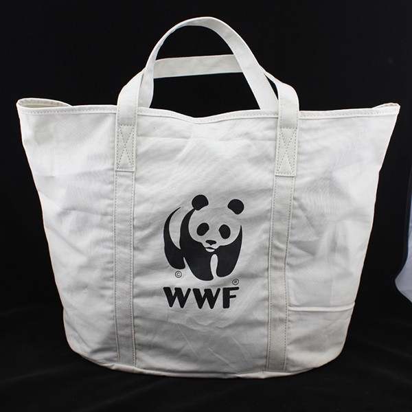 White Cotton Canvas Shoulder Bag